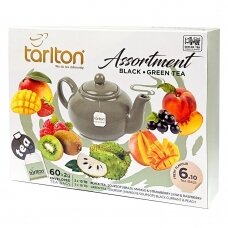 Assortment Tarlton žalioji ir juodoji arbata supakuota į maišelius, 6 rūšys x 10 vnt., 120g