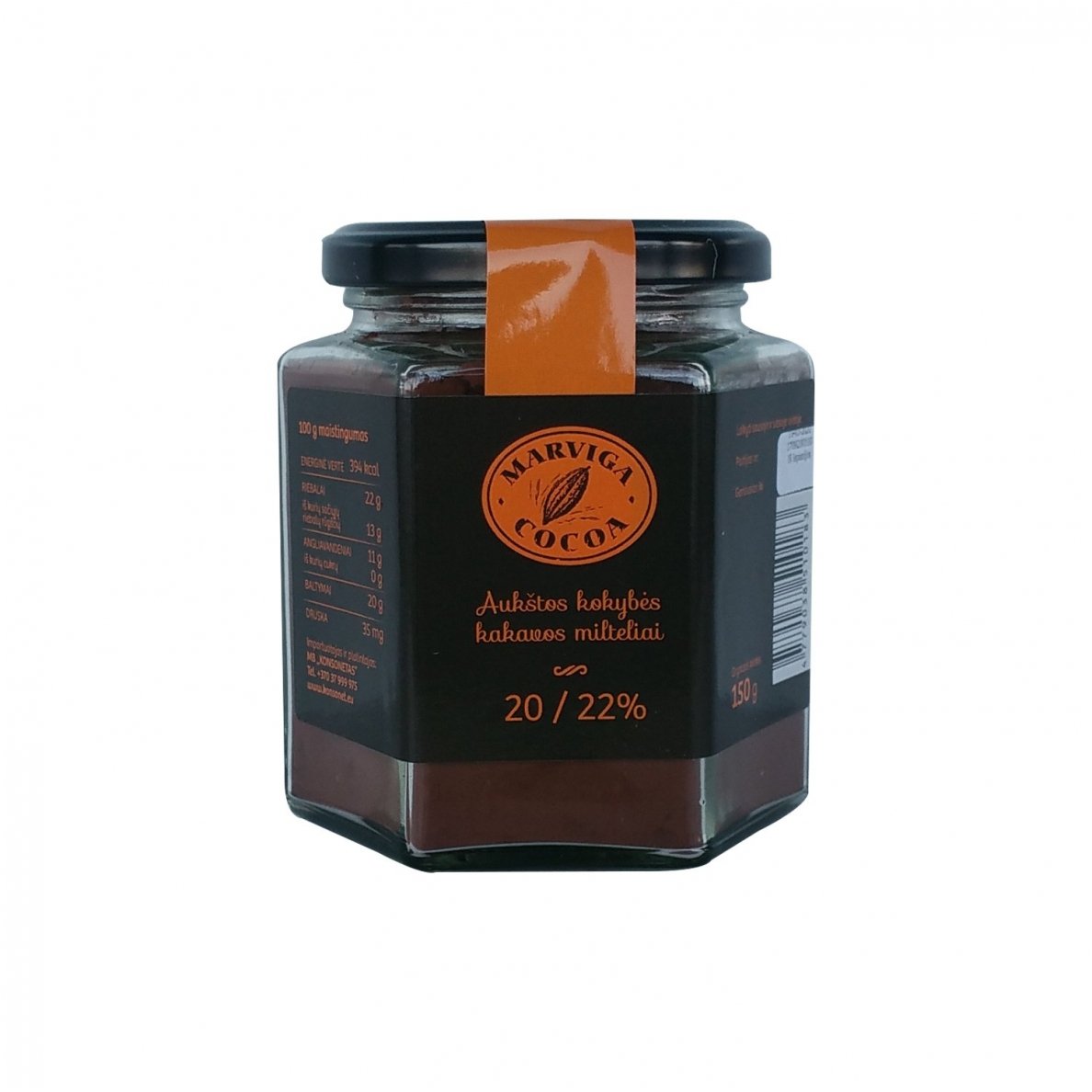Augstas kvalitātes kakao pulveris, 20/22 % tauku satura „Marviga Cocoa”, 150g Augstas kvalitātes kakao pulveris, 20/22 % tauku satura „Marviga Cocoa”, 150g