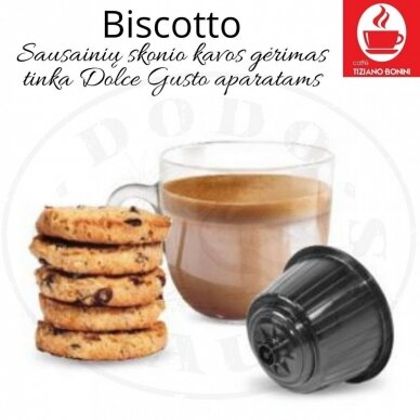 Biscotto – Cepumu garšu kafijas dzēriena kapsulas – sadērigas ar DOLCE GUSTO aparātiem