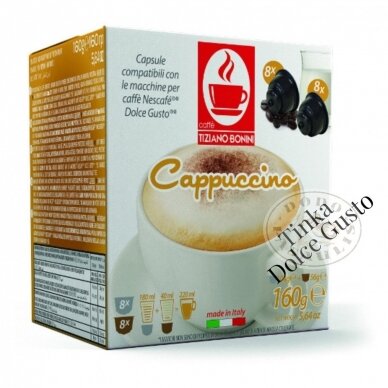 Caffé Bonini Cappuccino – Kapučino, kavos kapsulės – Dolce Gusto®* aparatams