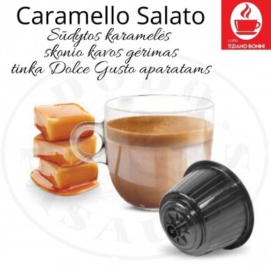 Caramello Salato – Kafijas dzēriens ar sālītas karameles garšu kapsulas – sadērigas ar DOLCE GUSTO aparātiem