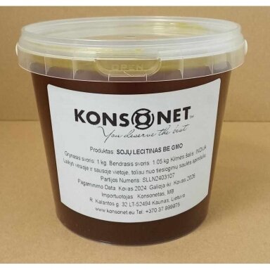 Soya lecithin, non-GMO, liquid, 1kg per bucket Soya lecithin, non-GMO, liquid, 1kg per bucket