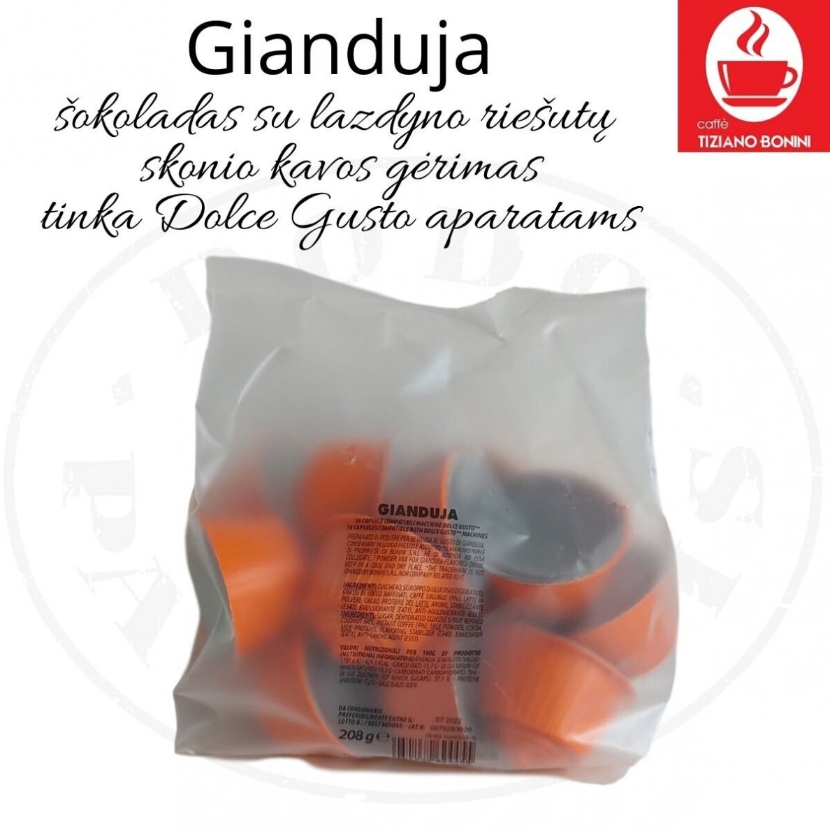 Caffe Bonini – Gianduja – Czekolada z orzechami laskowymi w kapsułkach – Odpowiednie do ekspresów DOLCE GUSTO 1