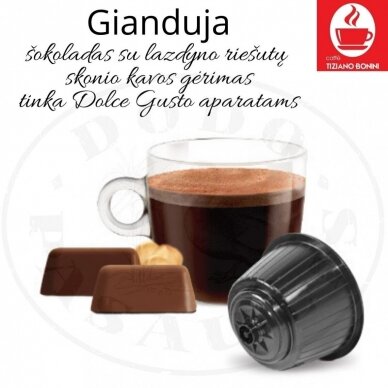 Caffe Bonini – Gianduja – Czekolada z orzechami laskowymi w kapsułkach – Odpowiednie do ekspresów DOLCE GUSTO Caffe Bonini – Gianduja – Czekolada z orzechami laskowymi w kapsułkach – Odpowiednie do ekspresów DOLCE GUSTO