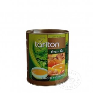 Imbierų ir apelsinų skonio žalioji biri didelių lapų arbata, 100g, TARLTON