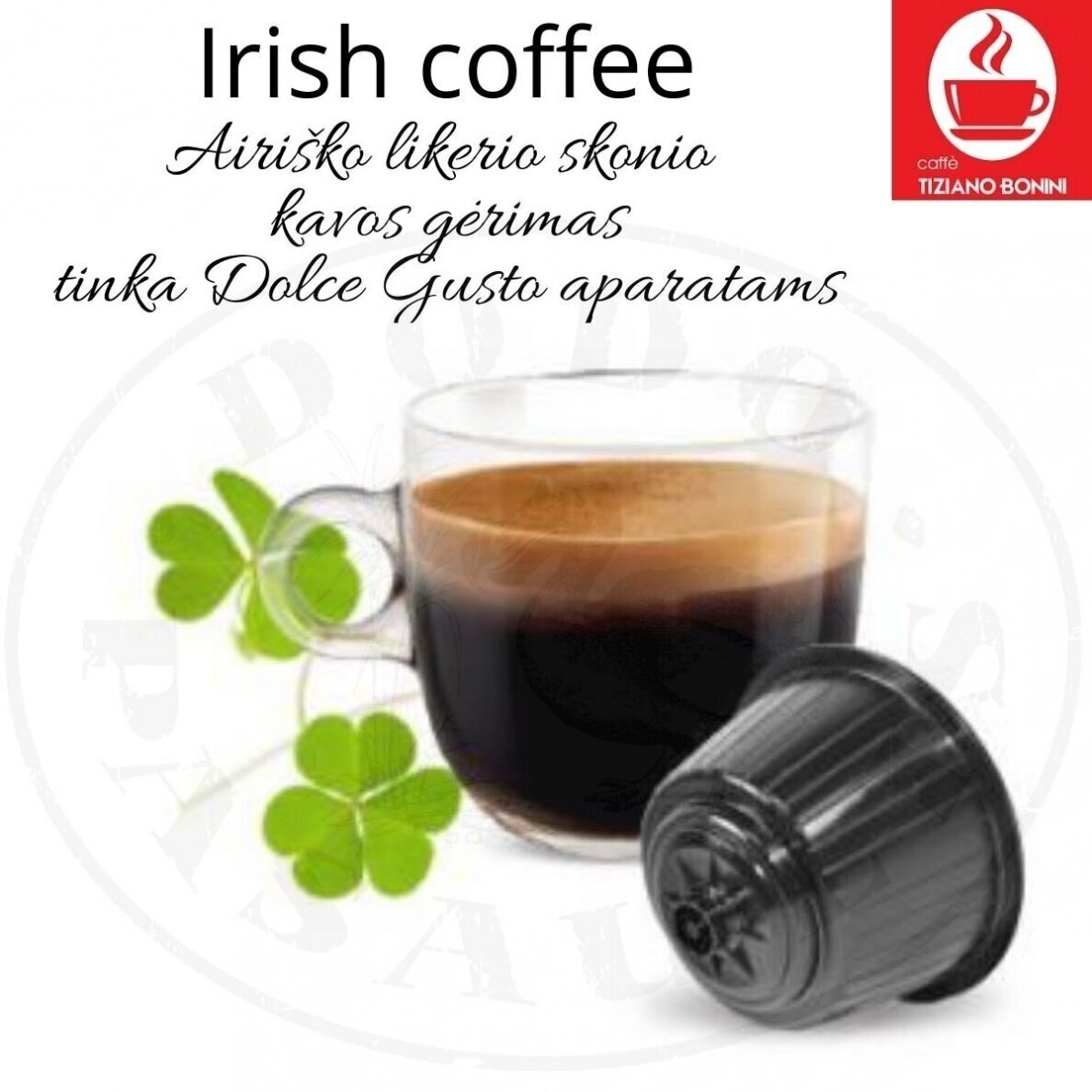 Caffe Bonini – Irlantilainen kahvi - Irlantilaisen liköörin makuiset kahvijuomakapselit - Sopii DOLCE GUSTO -koneisiin. Caffe Bonini – Irlantilainen kahvi - Irlantilaisen liköörin makuiset kahvijuomakapselit - Sopii DOLCE GUSTO -koneisiin.