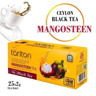 Mangosteen Tarlton ceilonas melnā tēja maisiņos, 25 gab 1