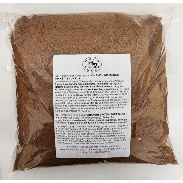 Nierafinowany cukier trzcinowy CYNAMONOWY BRĄZOWY MIĘKKI CUKIER - 500 g 1