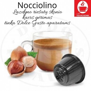 Nocciolino – Lazdu riekstu garšu kafijas dzēriena kapsulas – sadērigas ar DOLCE GUSTO aparātiem