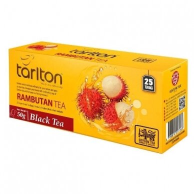 Rambutan Tarlton melnā cejona tēja maisiņos, 25 gab