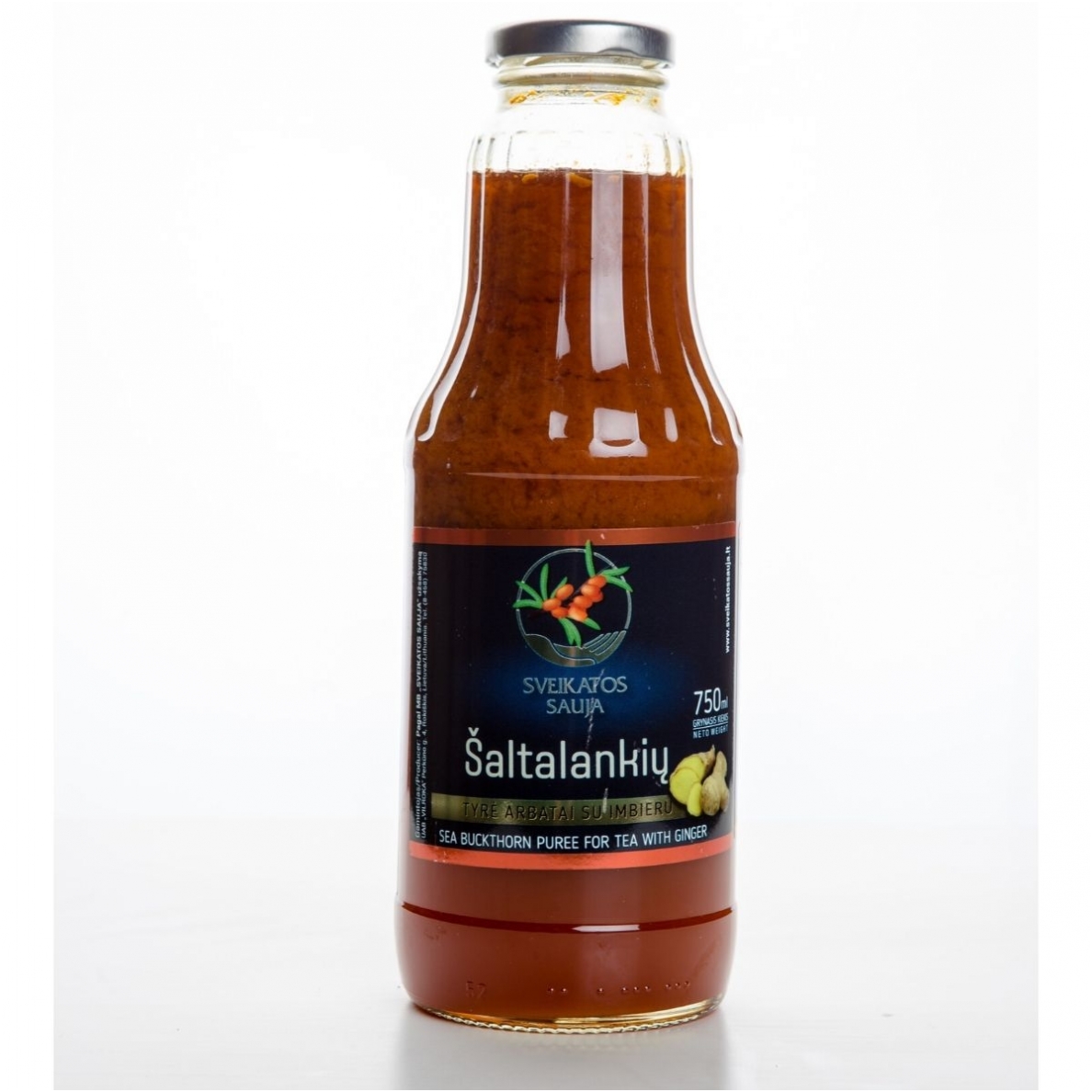 Šaltalankių tyrė arbatai su imbieru, 750 ml Šaltalankių tyrė arbatai su imbieru, 750 ml