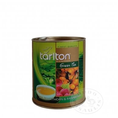 Šaltalankių ir aviečių skonio žalioji arbata, TARLTON, 100g
