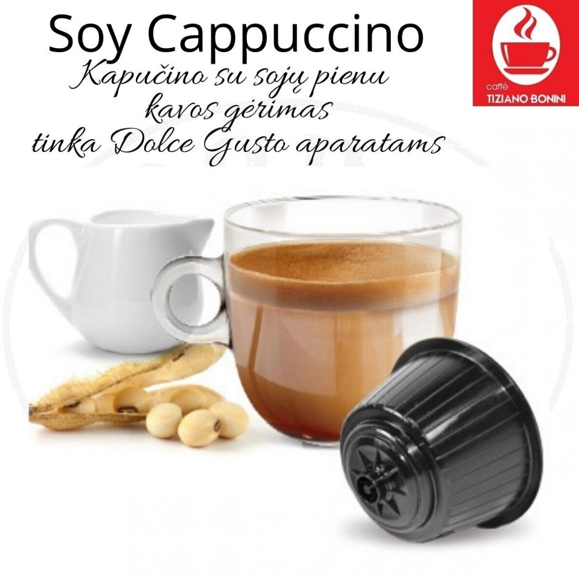 Caffe Bonini – Soy Cappuccino – Cappuccino with soy milk – soluble coffee drink capsules – Suitable for DOLCE GUSTO  machines